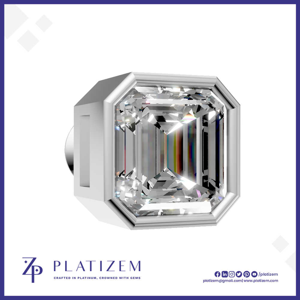Emerald Cut Bezel Set Lab Grown Diamond Earrings for men