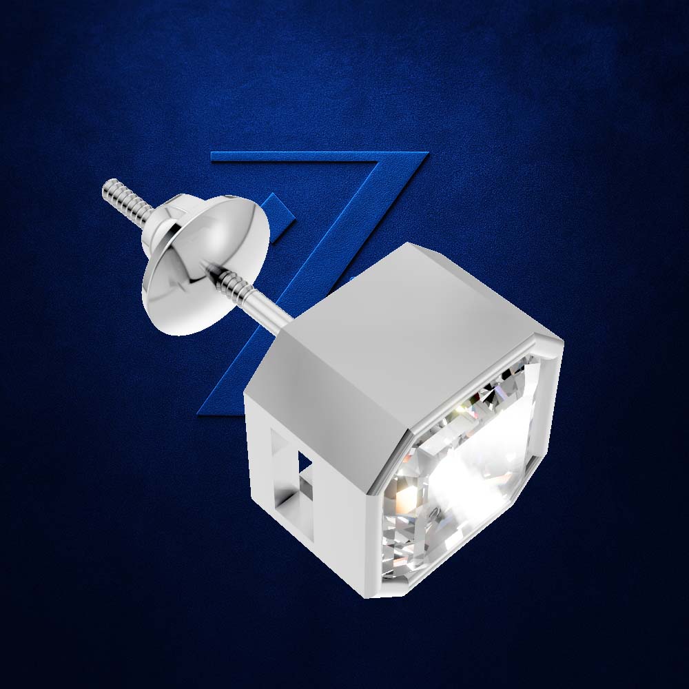 Emerald Cut Bezel Set Lab Grown Diamond Earrings for men