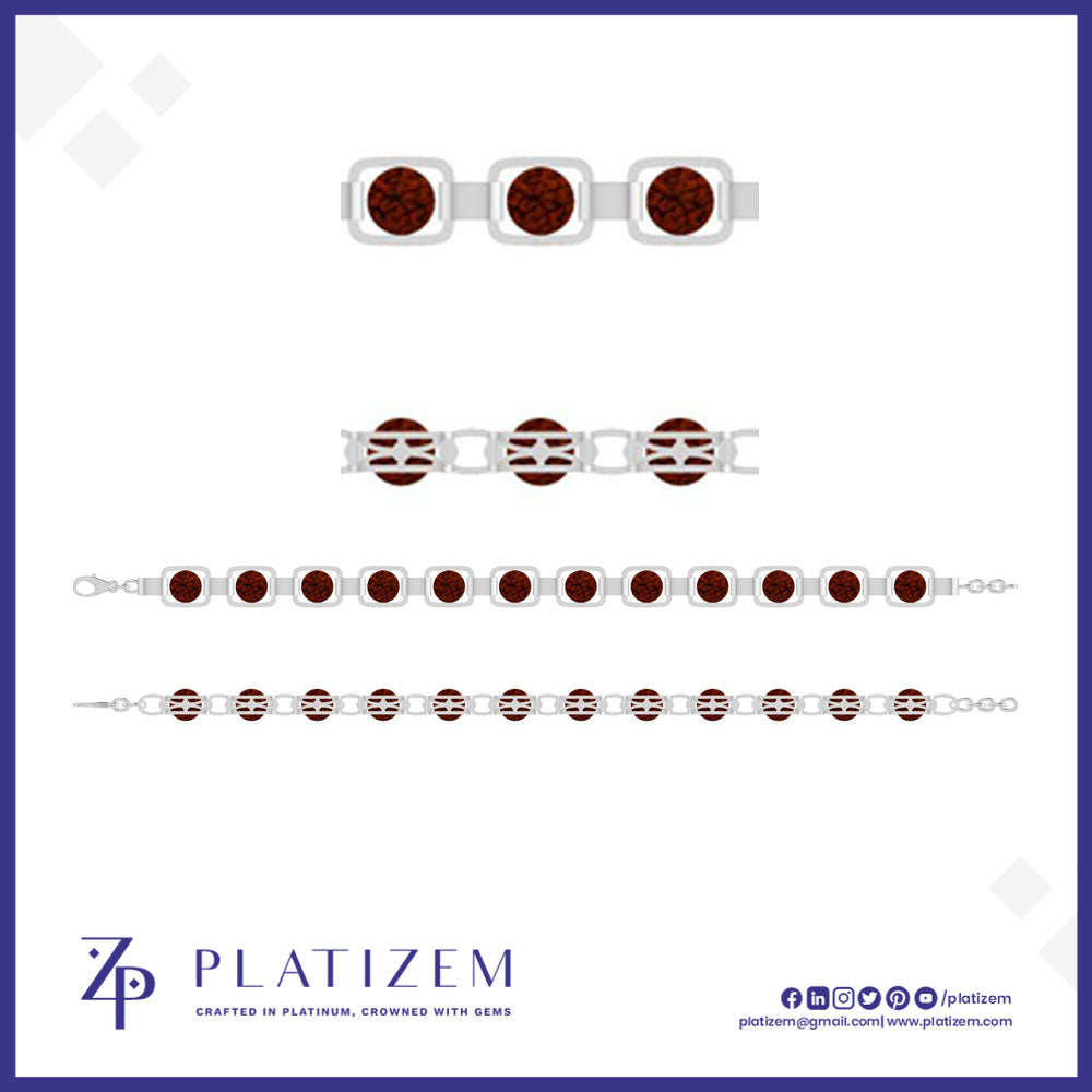 Rudraksha Bead Bracelet with Sterling Silver Frame Links