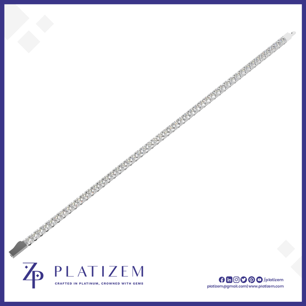 Round Cut Lab Grown Diamond Tennis Bracelet in White Gold and Platinum
