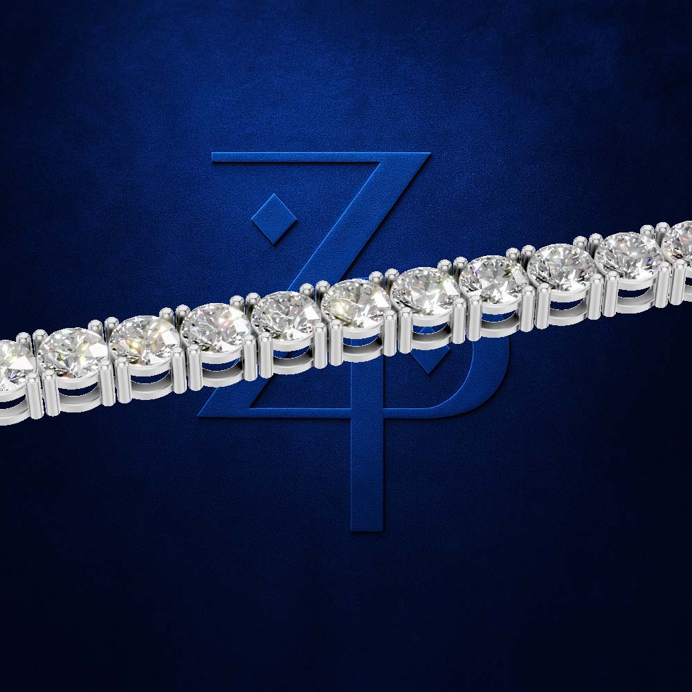 Round Cut Lab Grown Diamond Tennis Bracelet in White Gold and Platinum