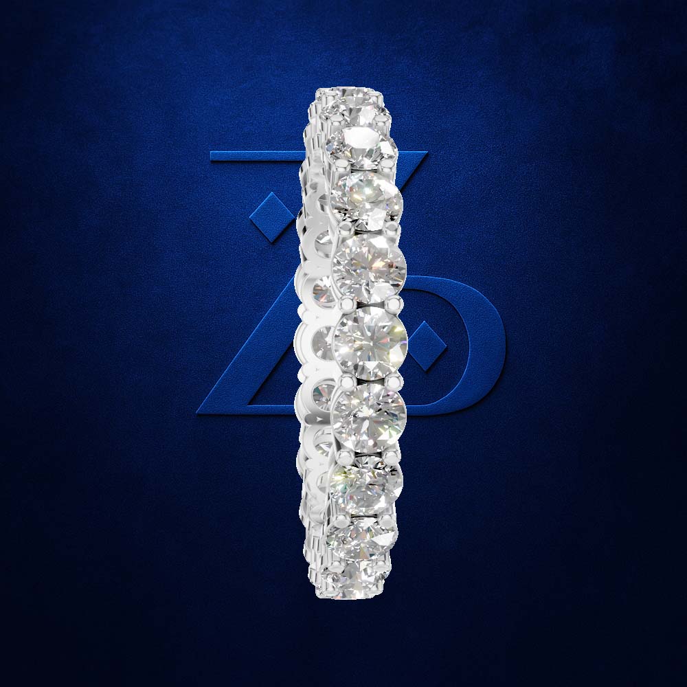 Round Cut Lab Grown Diamond Eternity Wedding Band