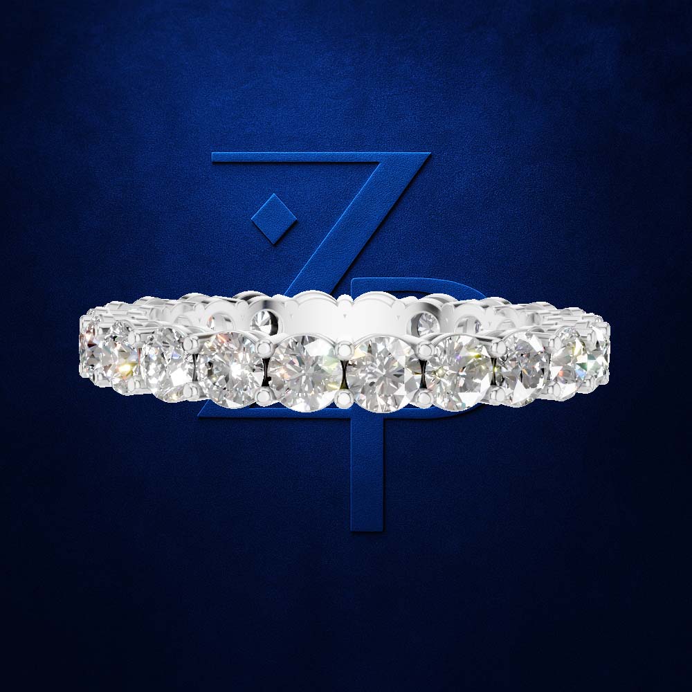 Round Cut Lab Grown Diamond Eternity Wedding Band