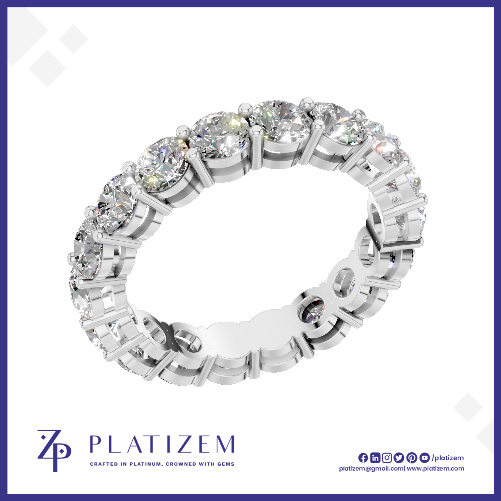 Round Cut Lab Grown Diamond Eternity Band White Gold