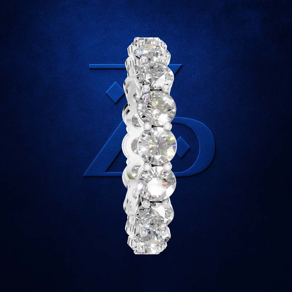 Round Cut Lab Grown Diamond Eternity Band White Gold