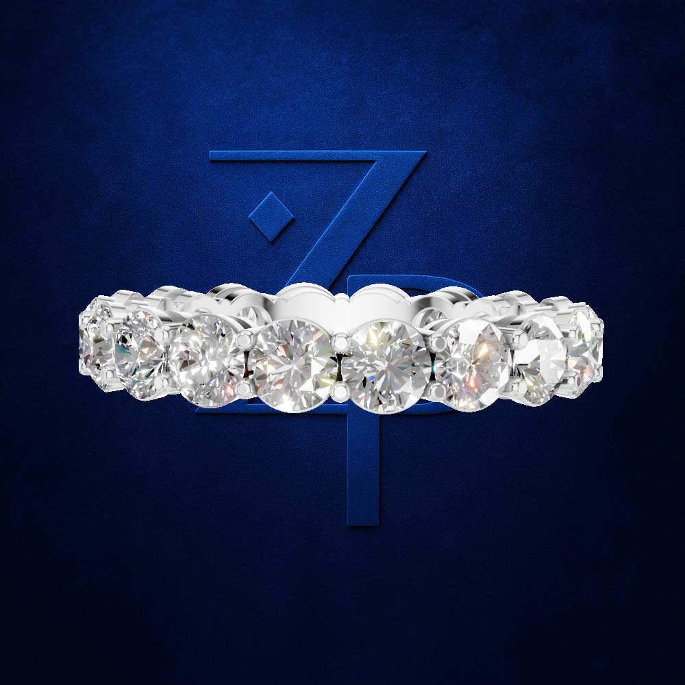 Round Cut Lab Grown Diamond Eternity Band White Gold