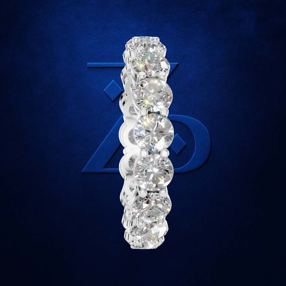 3 Carat Round Lab Grown Diamond Eternity Band Prong Setting
