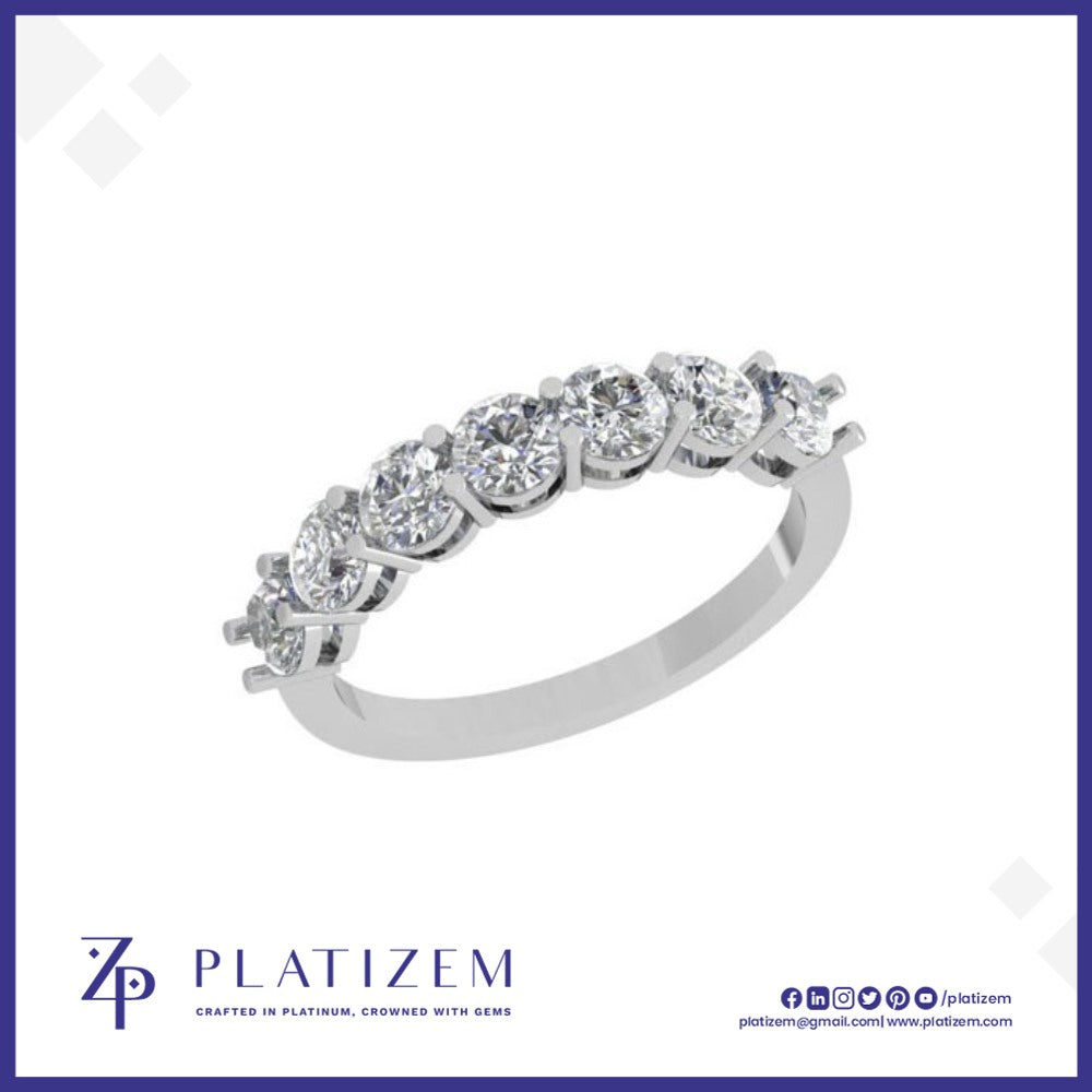 Shared Prong Diamond Band Seven Stone Ring