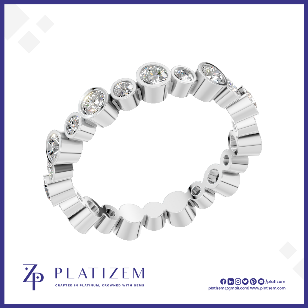 Bezel Set Round Lab Grown Diamond Full Eternity Wedding Band