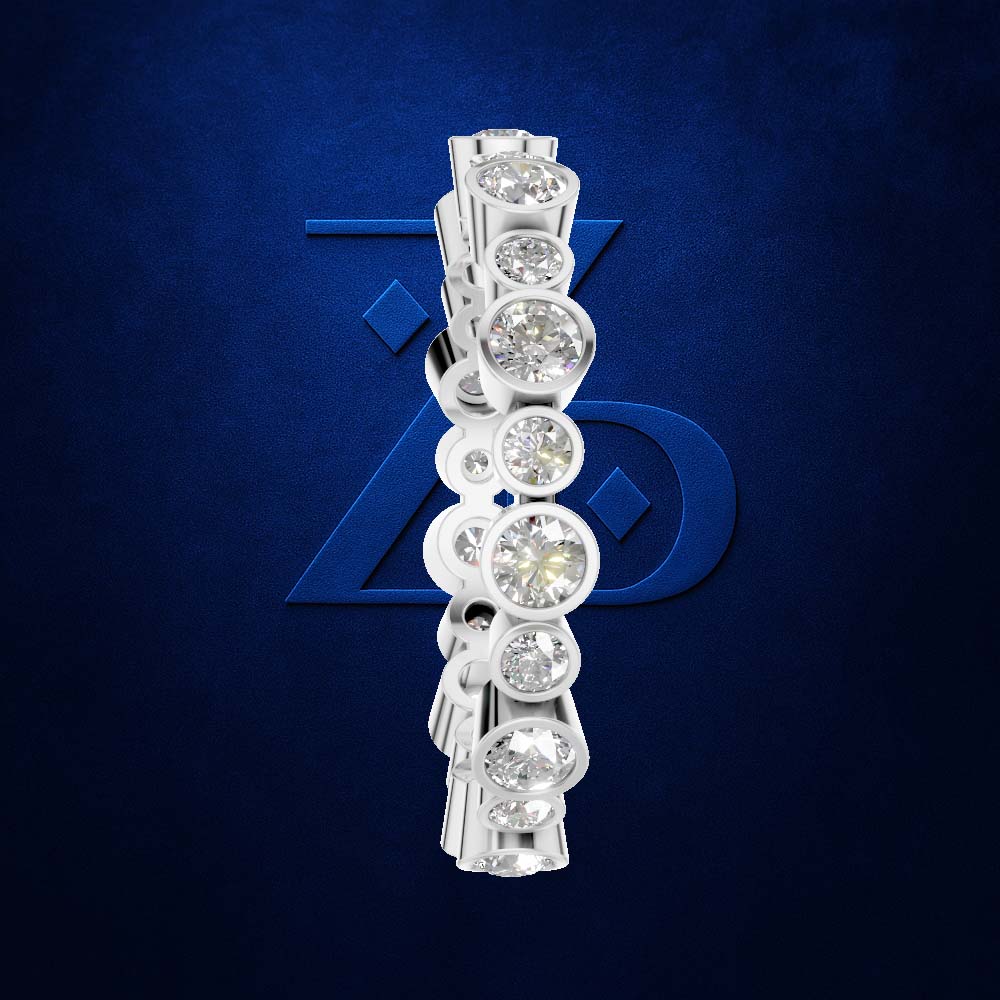 Bezel Set Round Lab Grown Diamond Full Eternity Wedding Band