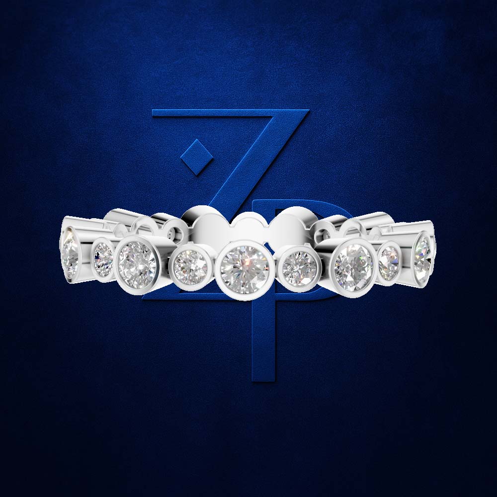 Bezel Set Round Lab Grown Diamond Full Eternity Wedding Band