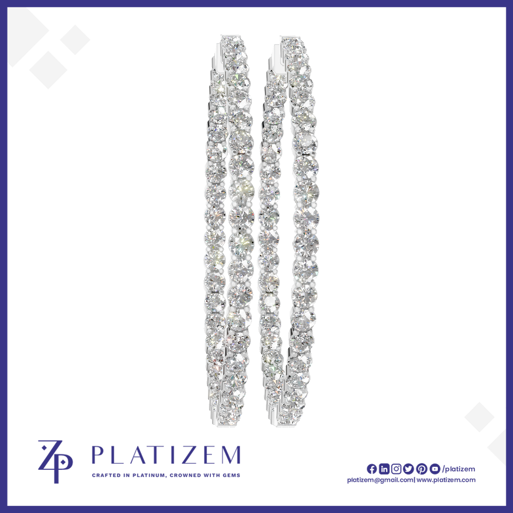 Round Cut Lab Grown Diamond Hoop Earrings For Women