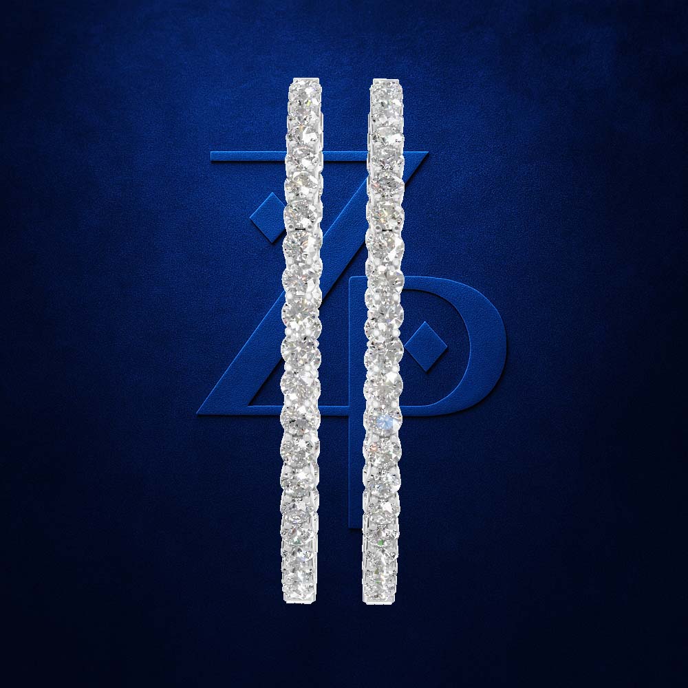 Round Cut Lab Grown Diamond Hoop Earrings For Women