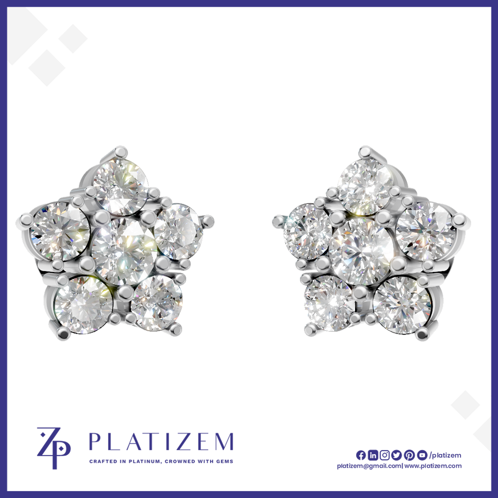 Floral Shape Lab Grown Diamond Stud Earrings for Women Fine Jewelry Gift