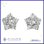Floral Shape Lab Grown Diamond Stud Earrings for Women Fine Jewelry Gift