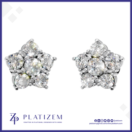 Floral Shape Lab Grown Diamond Stud Earrings for Women Fine Jewelry Gift