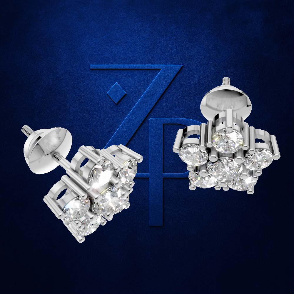 Floral Shape Lab Grown Diamond Stud Earrings for Women Fine Jewelry Gift