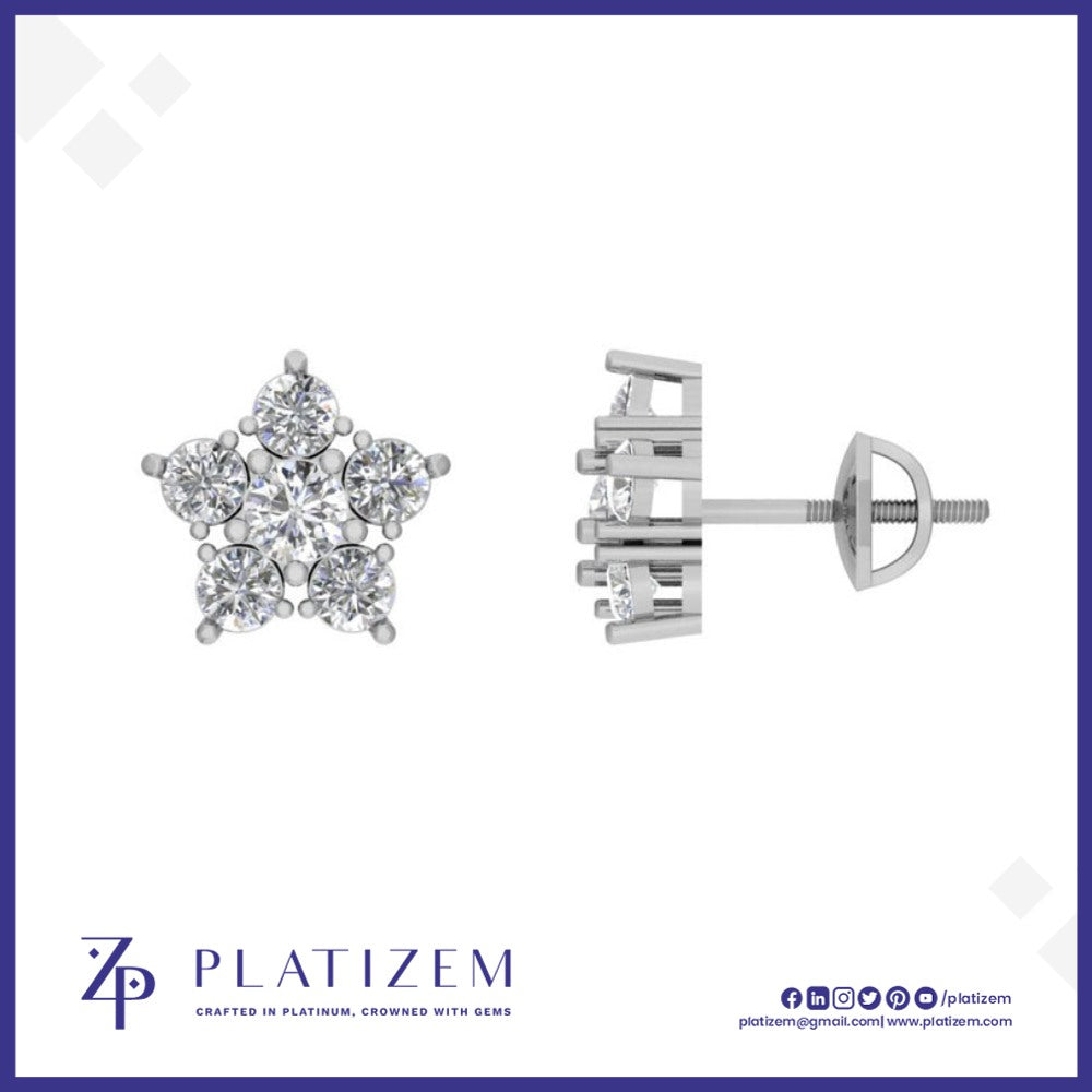 1.5 Carat Round Diamond Star Cluster Stud Earrings for Women