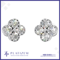 Round Cut Lab Grown Diamond Cluster Stud Earrings Floral Shape for Women