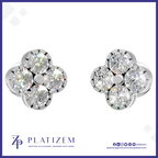 Round Cut Lab Grown Diamond Cluster Stud Earrings Floral Shape for Women