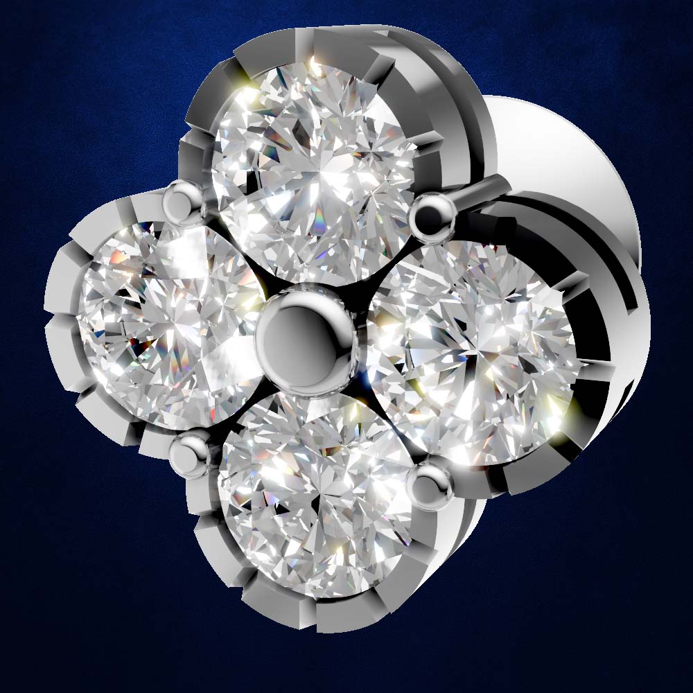 Round Cut Lab Grown Diamond Cluster Stud Earrings Floral Shape for Women