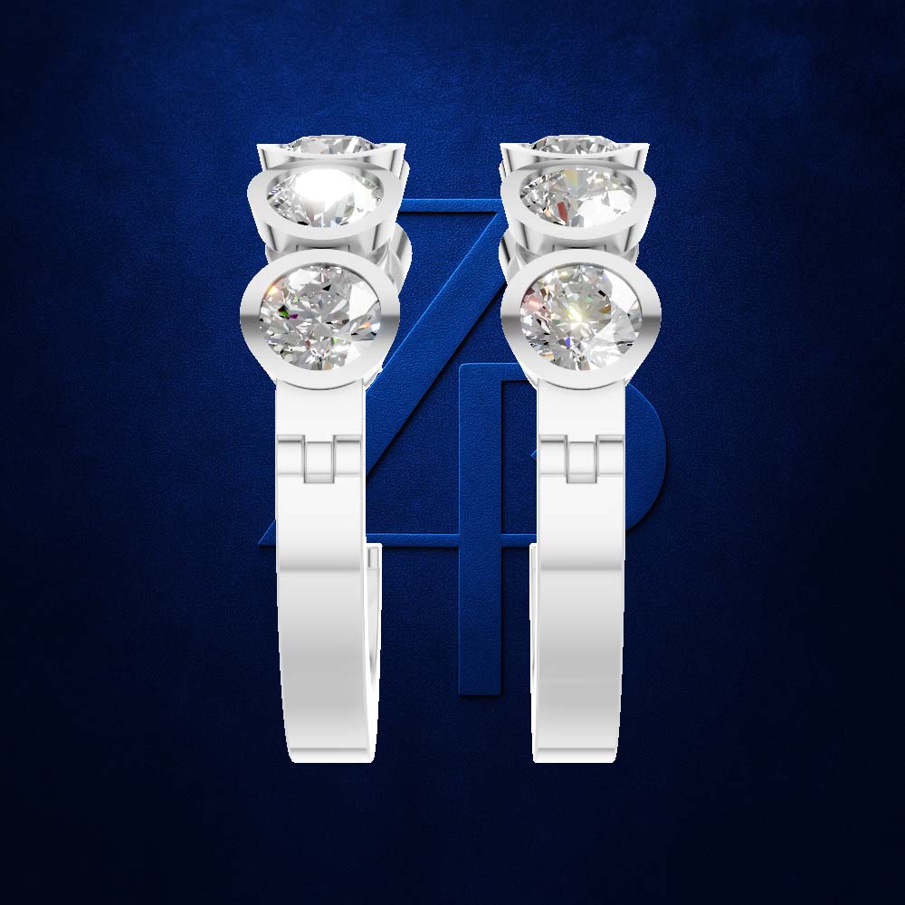 5 Stone Bezel Set Lab Grown Diamond Hoop Earrings