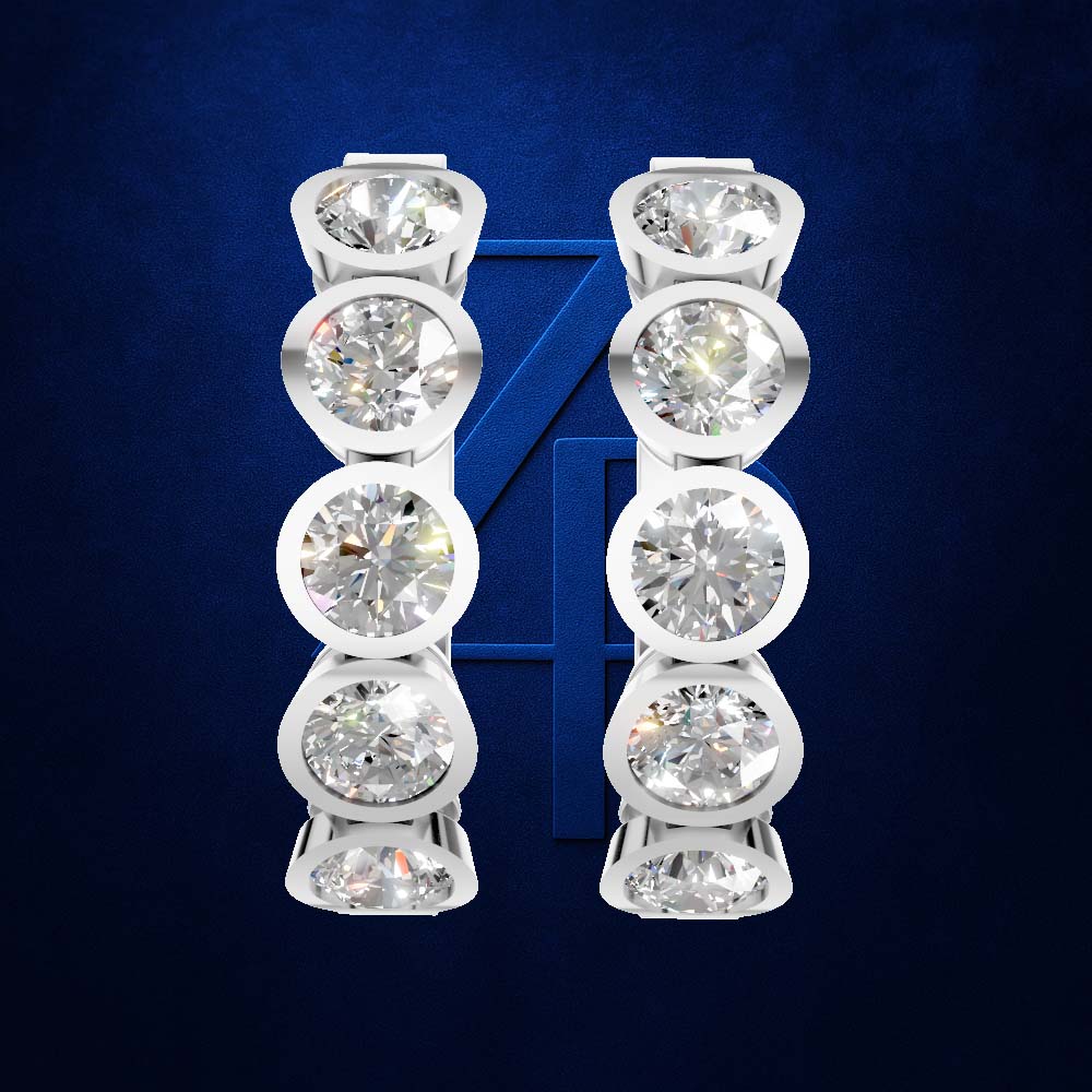 5 Stone Bezel Set Lab Grown Diamond Hoop Earrings