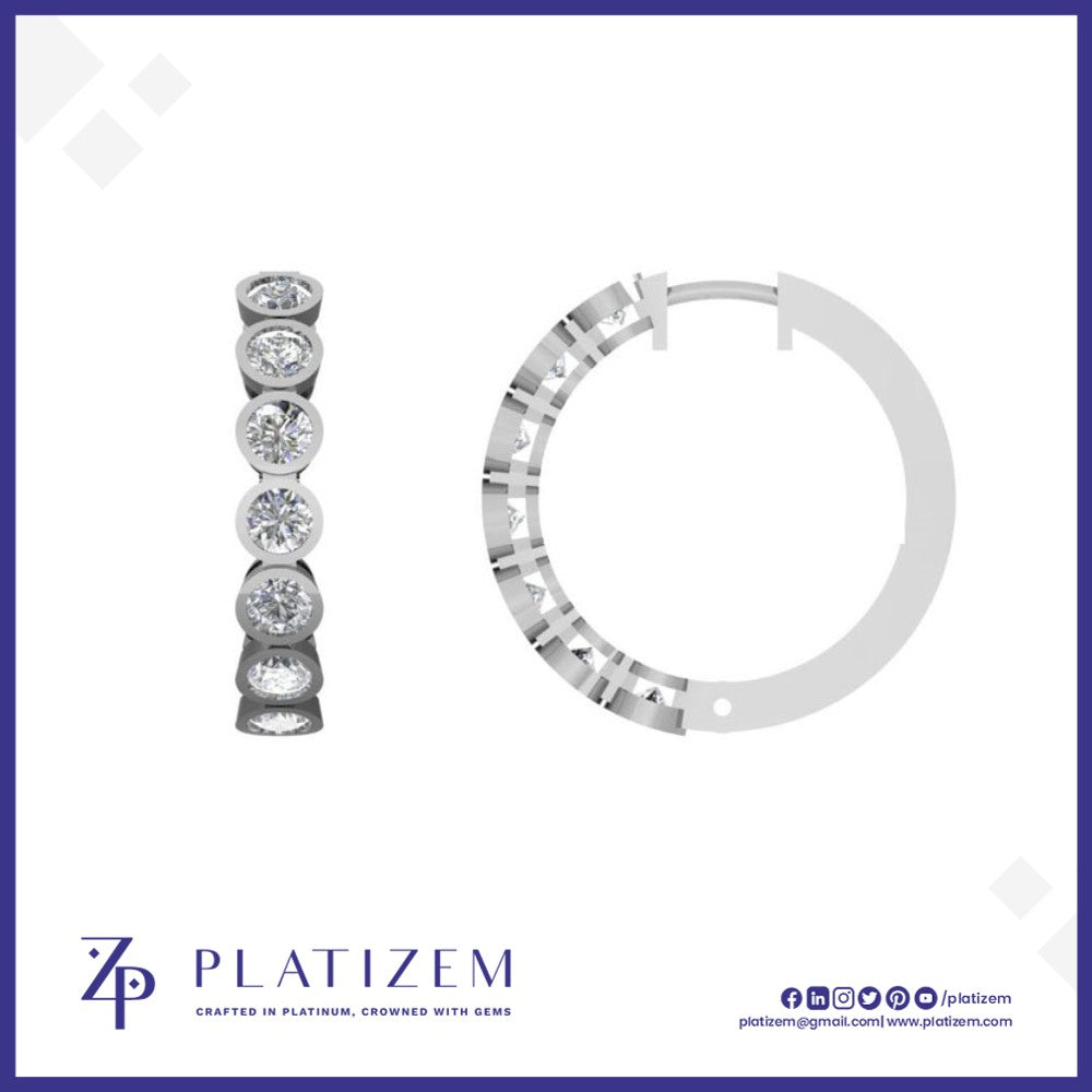 Round Bezel Diamond Hoop Earrings for Women
