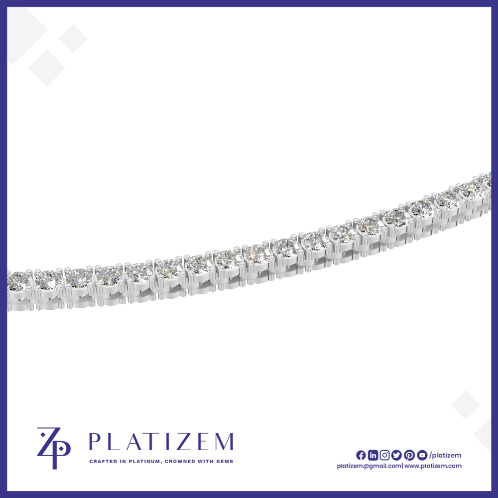 Round Cut Lab Grown Diamond Tennis Necklace Chain
