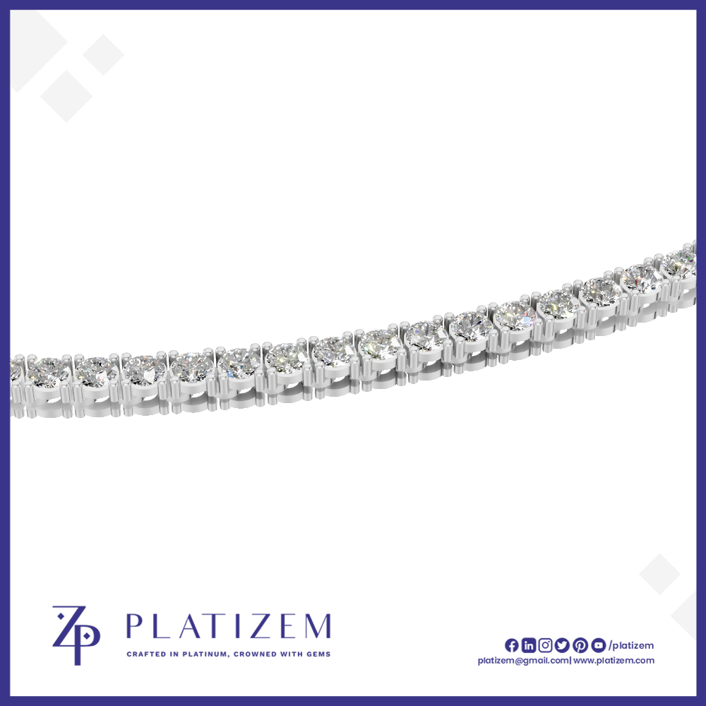 Round Cut Lab Grown Diamond Tennis Necklace White Gold
