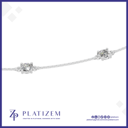 Round Lab Grown Diamond Station Necklace in Platinum