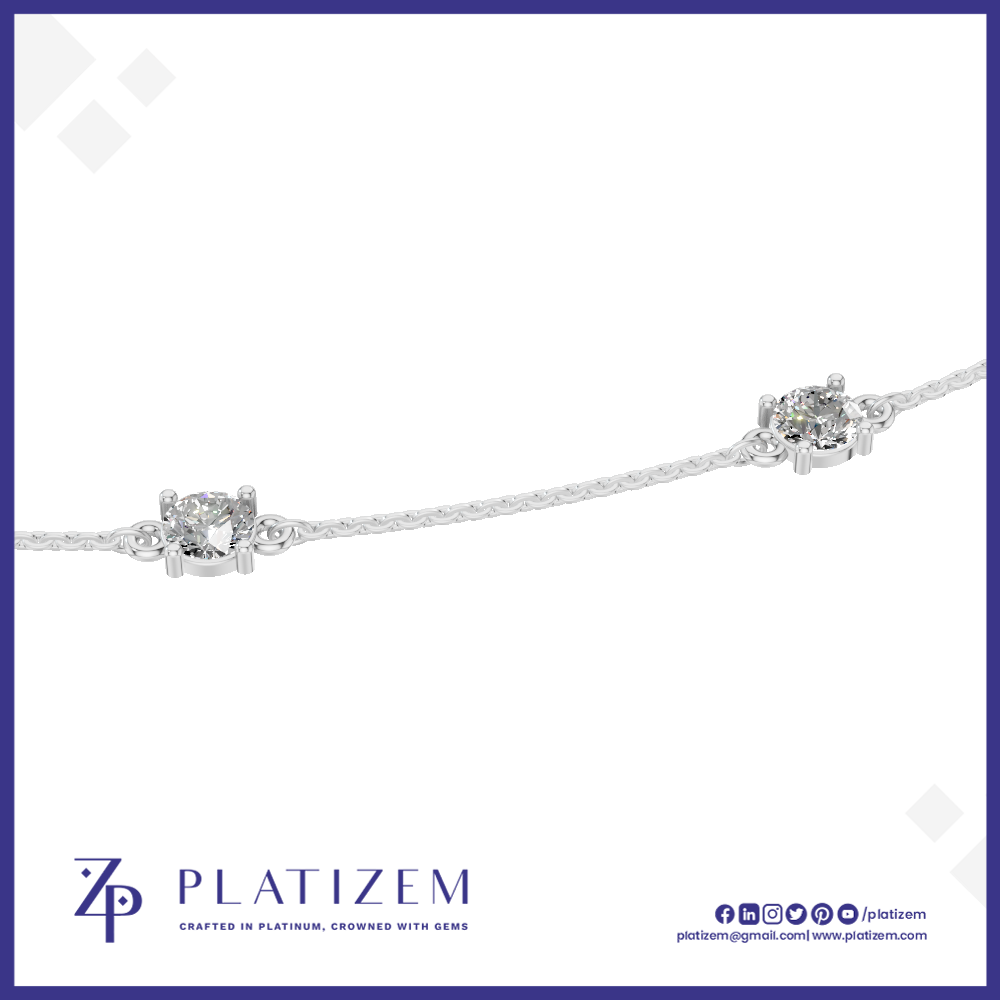 Round Lab Grown Diamond Station Necklace in Platinum