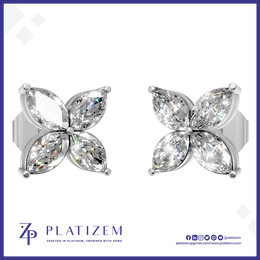 Floral Marquise Lab Grown Diamond Stud Earrings