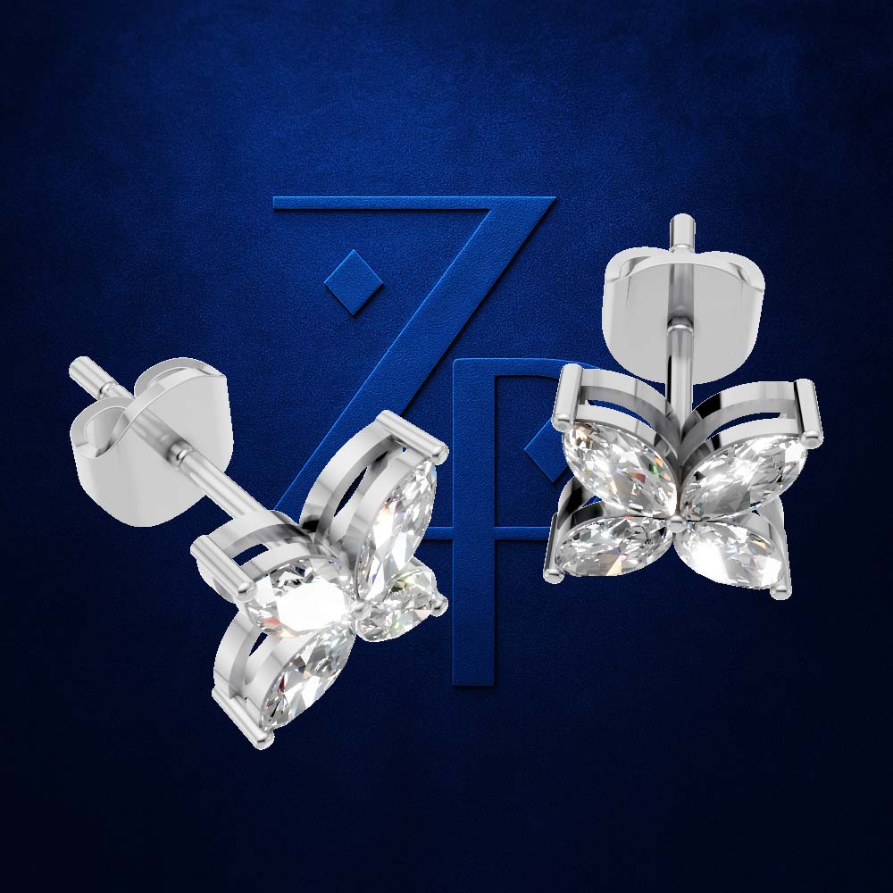 Floral Marquise Lab Grown Diamond Stud Earrings
