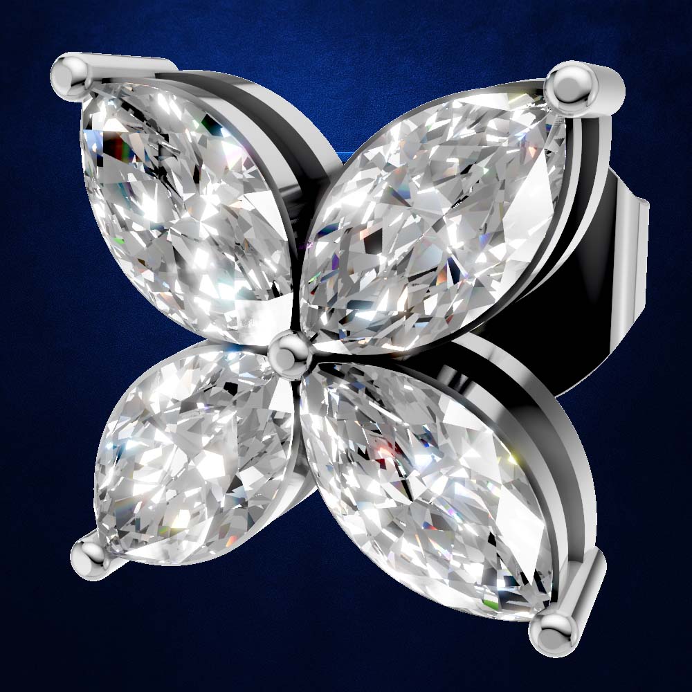 Floral Marquise Lab Grown Diamond Stud Earrings