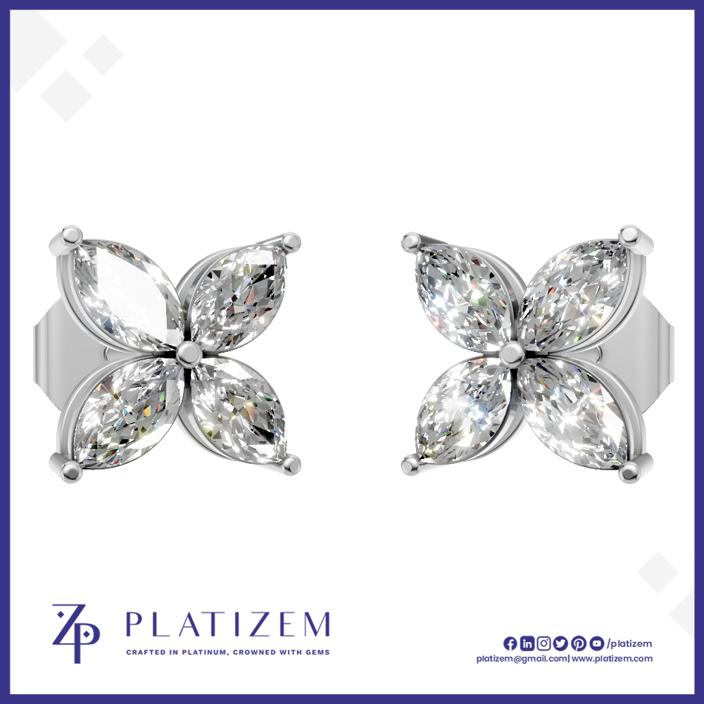 4 Marquise Lab Grown Diamond Stud Earrings for Women