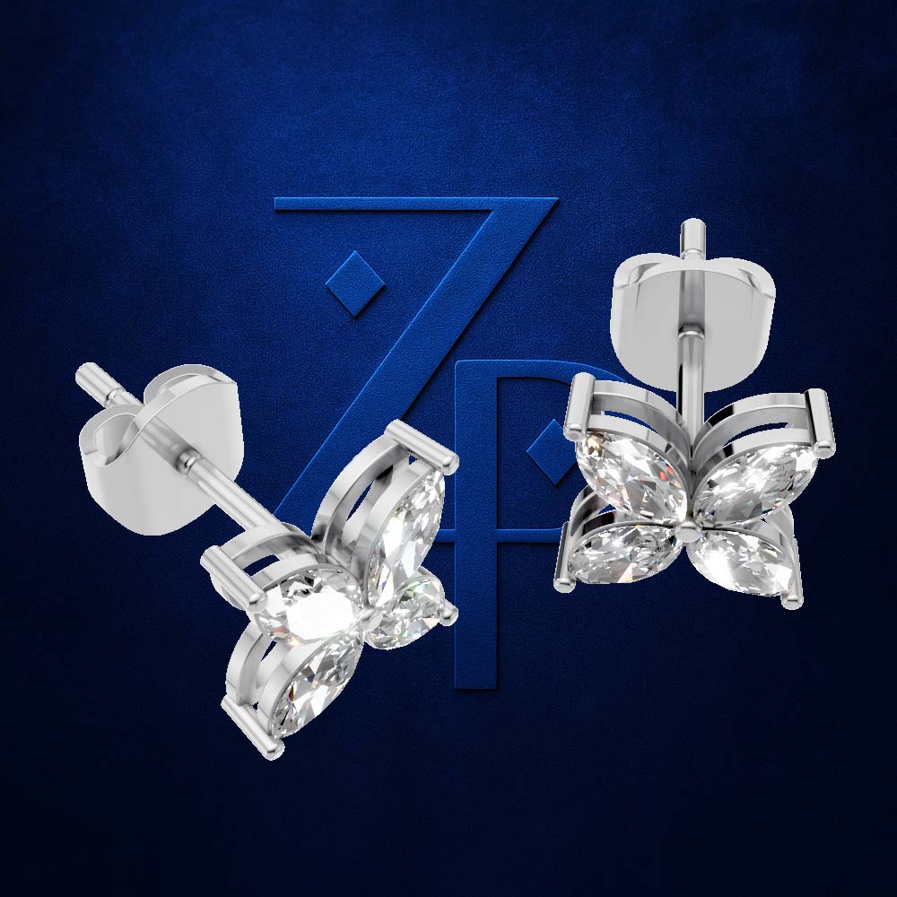 4 Marquise Lab Grown Diamond Stud Earrings for Women