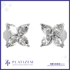 Flower Style Marquise Diamond Stud Earrings for Women