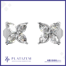 Flower Style Marquise Diamond Stud Earrings for Women