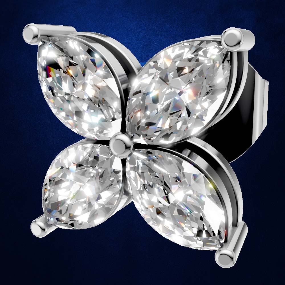 Flower Style Marquise Diamond Stud Earrings for Women