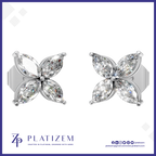 Floral Shaped Marquise Cut Lab Grown Diamond Stud Earrings for Women
