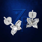Floral Shaped Marquise Cut Lab Grown Diamond Stud Earrings for Women