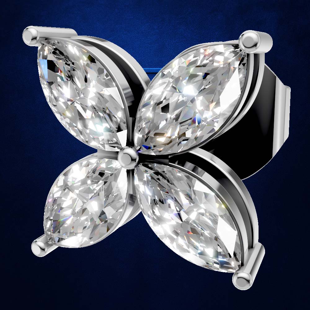 Floral Shaped Marquise Cut Lab Grown Diamond Stud Earrings for Women