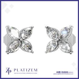 Marquise Cut Lab Created Diamond Stud Earrings in Gold, Silver and Platinum