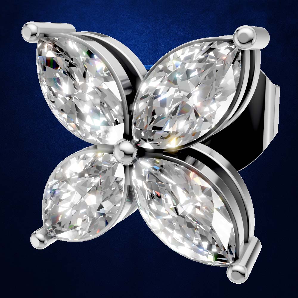 Marquise Cut Lab Created Diamond Stud Earrings in Gold, Silver and Platinum