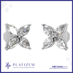 Marquise Cut Lab Grown Diamond Flower Shaped Stud Earrings for Women