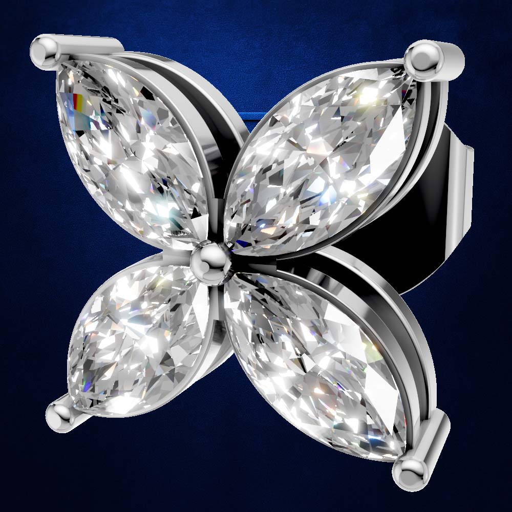 Marquise Cut Lab Grown Diamond Flower Shaped Stud Earrings for Women