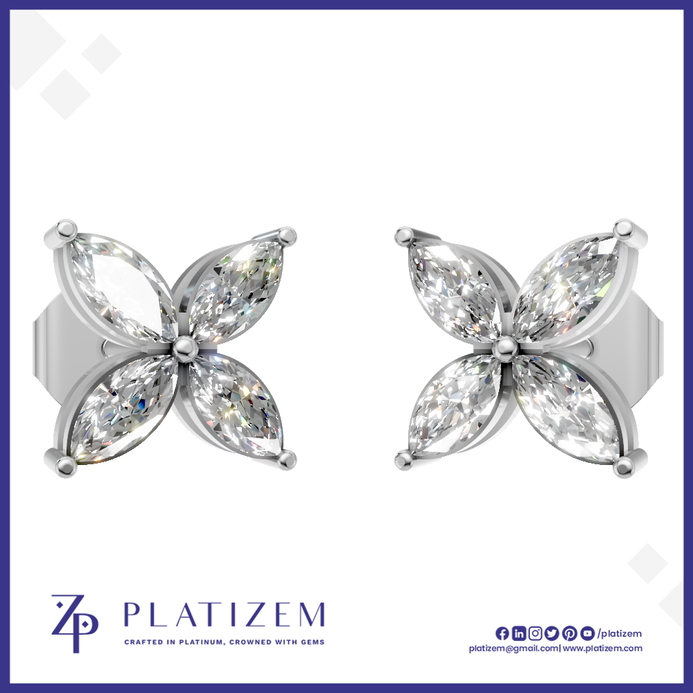 Marquise Cut Lab Grown Diamond Stud Earrings Butterfly Shaped for Women