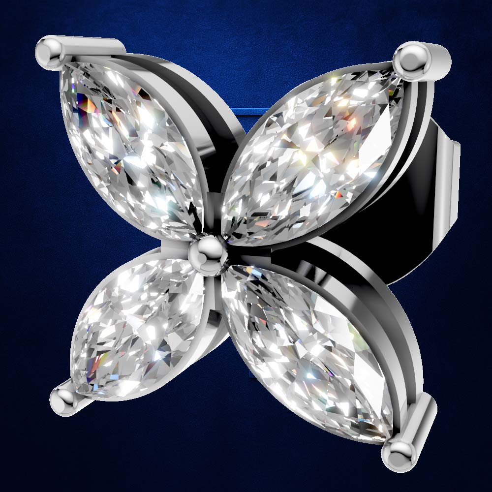 Marquise Cut Lab Grown Diamond Stud Earrings Butterfly Shaped for Women