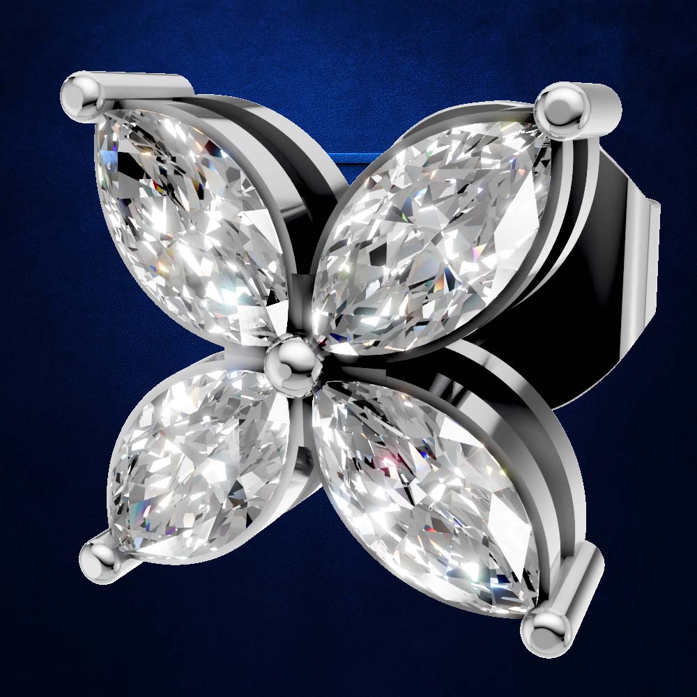 Butterfly Shaped Marquise Cut Lab Grown Diamond Stud Earrings for Women